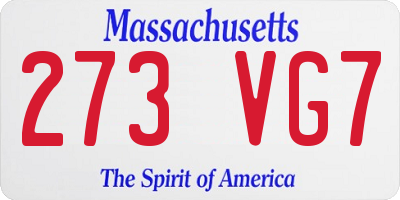 MA license plate 273VG7