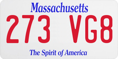 MA license plate 273VG8