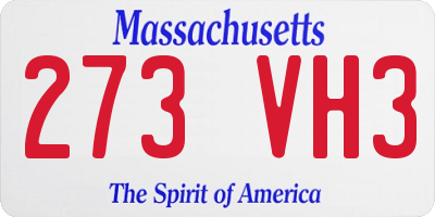 MA license plate 273VH3