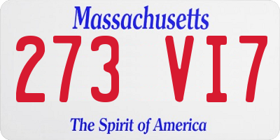 MA license plate 273VI7