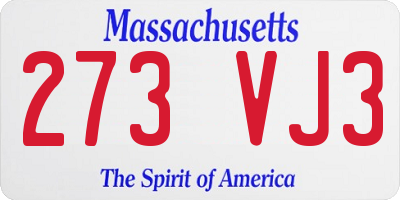 MA license plate 273VJ3