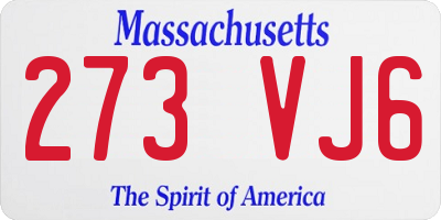 MA license plate 273VJ6