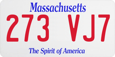 MA license plate 273VJ7