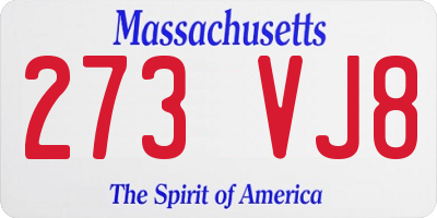 MA license plate 273VJ8