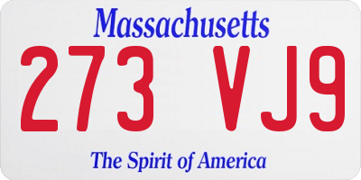 MA license plate 273VJ9
