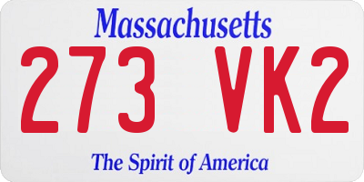 MA license plate 273VK2