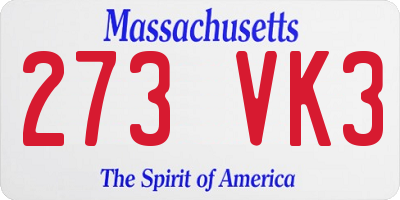 MA license plate 273VK3