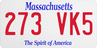 MA license plate 273VK5