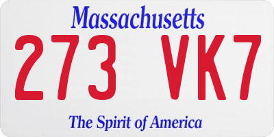 MA license plate 273VK7