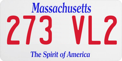MA license plate 273VL2