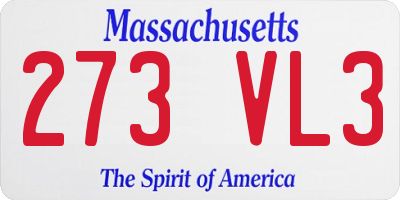 MA license plate 273VL3