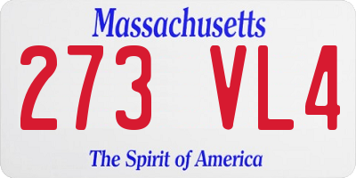MA license plate 273VL4
