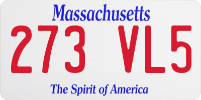 MA license plate 273VL5
