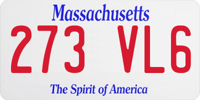 MA license plate 273VL6