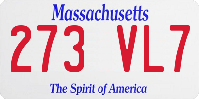 MA license plate 273VL7