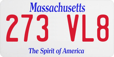 MA license plate 273VL8