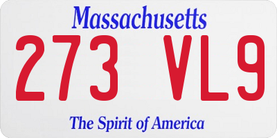 MA license plate 273VL9