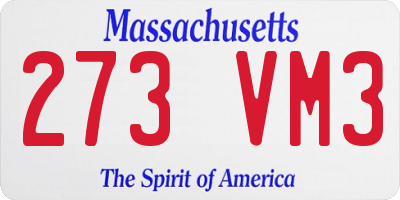 MA license plate 273VM3