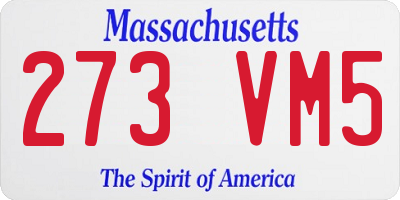 MA license plate 273VM5