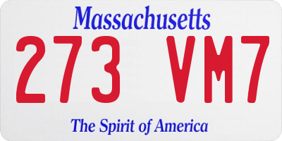 MA license plate 273VM7