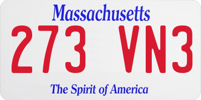 MA license plate 273VN3