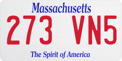 MA license plate 273VN5