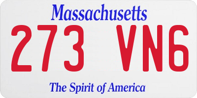 MA license plate 273VN6