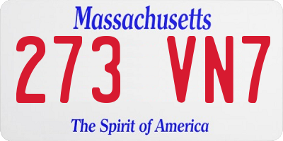 MA license plate 273VN7