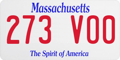 MA license plate 273VO0