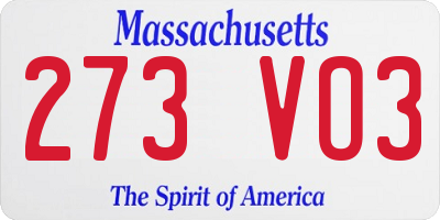 MA license plate 273VO3