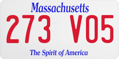 MA license plate 273VO5