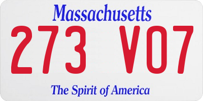 MA license plate 273VO7