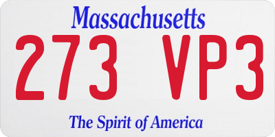 MA license plate 273VP3