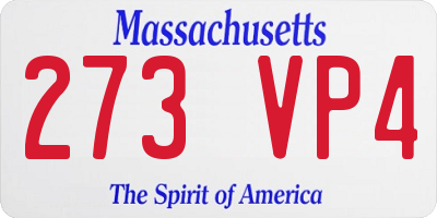MA license plate 273VP4