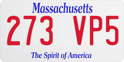 MA license plate 273VP5