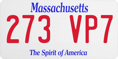 MA license plate 273VP7