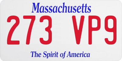 MA license plate 273VP9