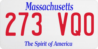 MA license plate 273VQ0