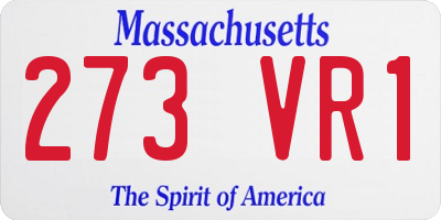 MA license plate 273VR1