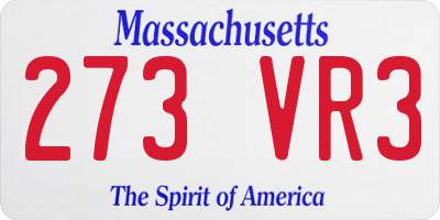 MA license plate 273VR3