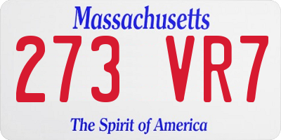 MA license plate 273VR7