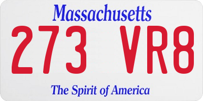 MA license plate 273VR8