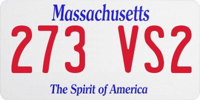 MA license plate 273VS2