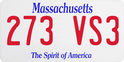 MA license plate 273VS3
