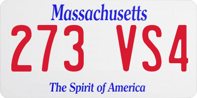 MA license plate 273VS4