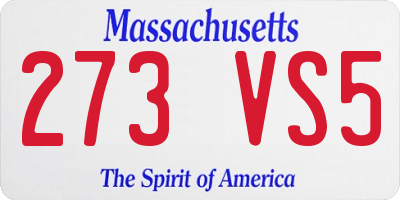 MA license plate 273VS5