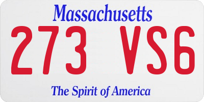 MA license plate 273VS6