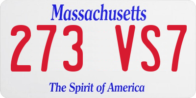 MA license plate 273VS7