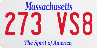 MA license plate 273VS8