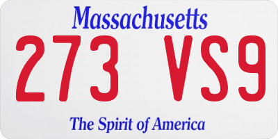 MA license plate 273VS9
